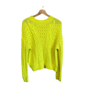 Women's BP. Sweater cable knit Highliter Yellow L